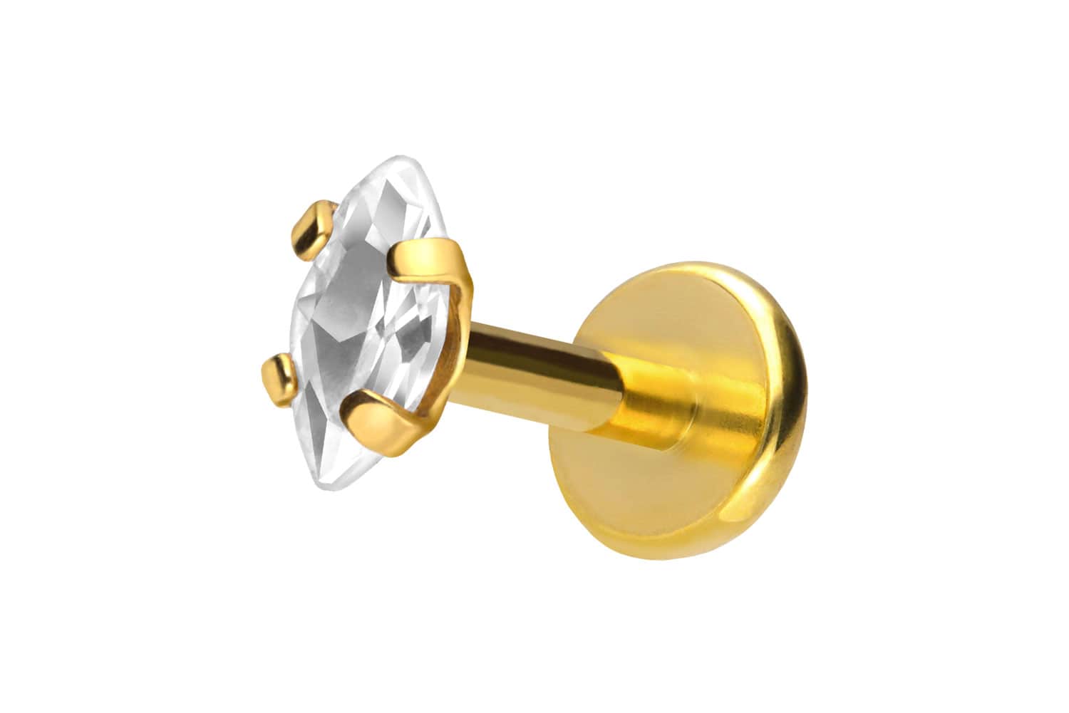 Titan Labret Piercing mit Push Fit EINGEFASSTER KRISTALLTROPFEN